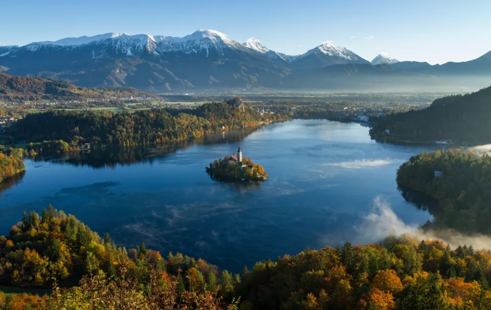 Lake Bled and Bled Island from above